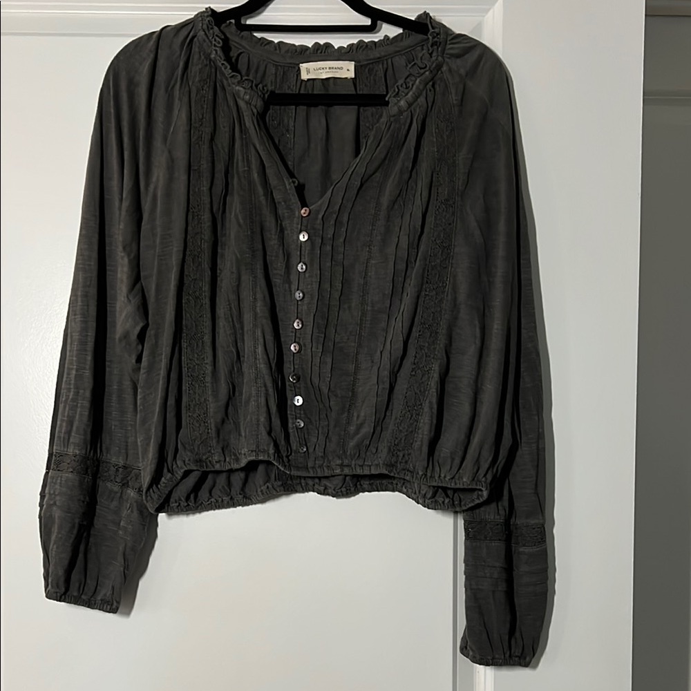 Lucky Brand peasant cropped blouse